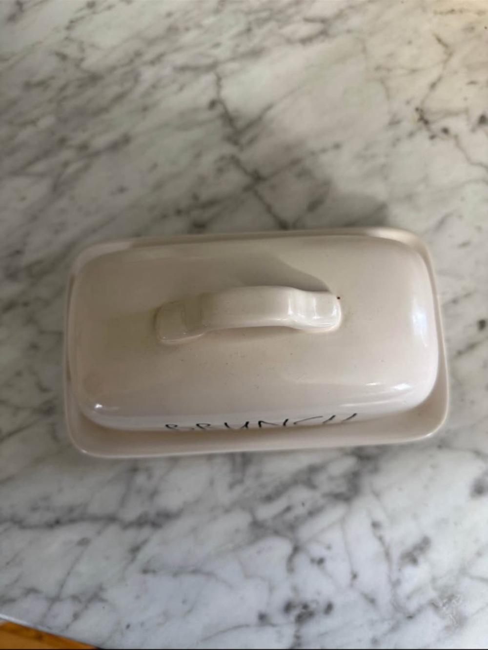 Rae Dunn Brunch Butter Dish in Cream and Black - Picture 2 of 4
